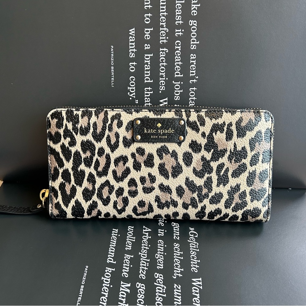 Kate Spade Black and Tan Animal Print Wallet